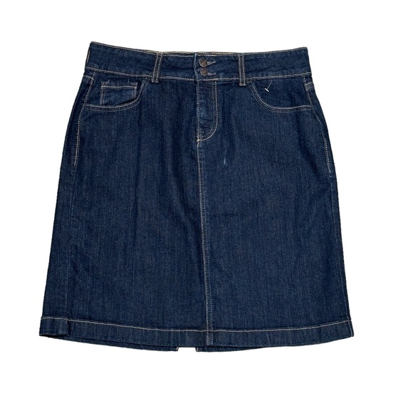 Womens Old Navy 8 Medium Skirt Denim Jean Jeans Navy Blue Straight Stretch NWOT - Picture 3 of 8